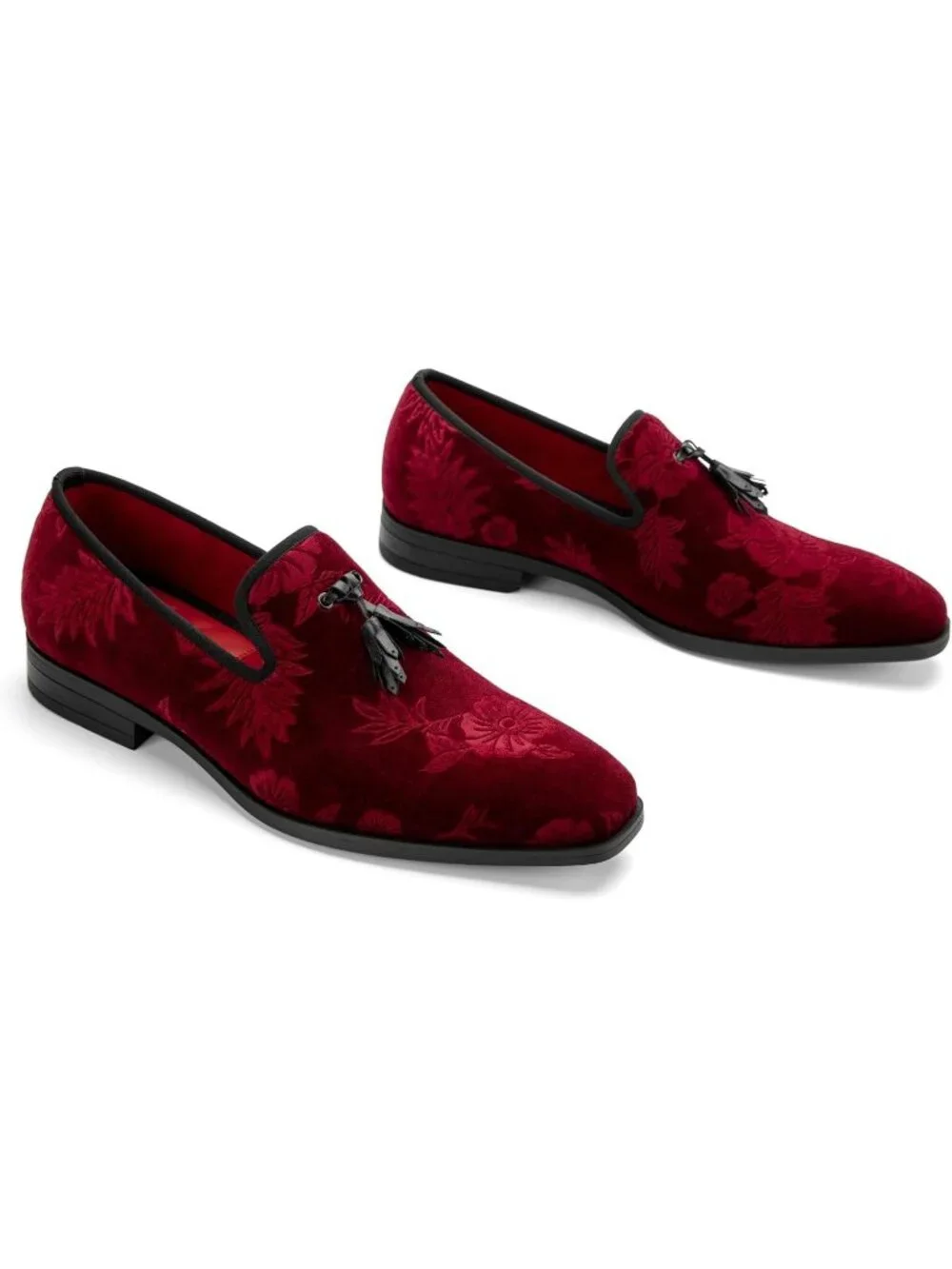 JITAI Men's Red30 Rubber Loafers Tassels Spikes Comfortable Wedding Prom Shoes